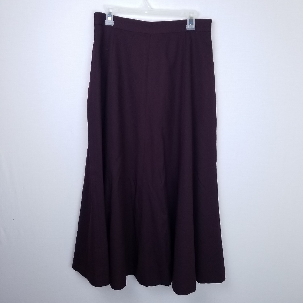 100% Wool Skirt Full Length Maroon Size 12